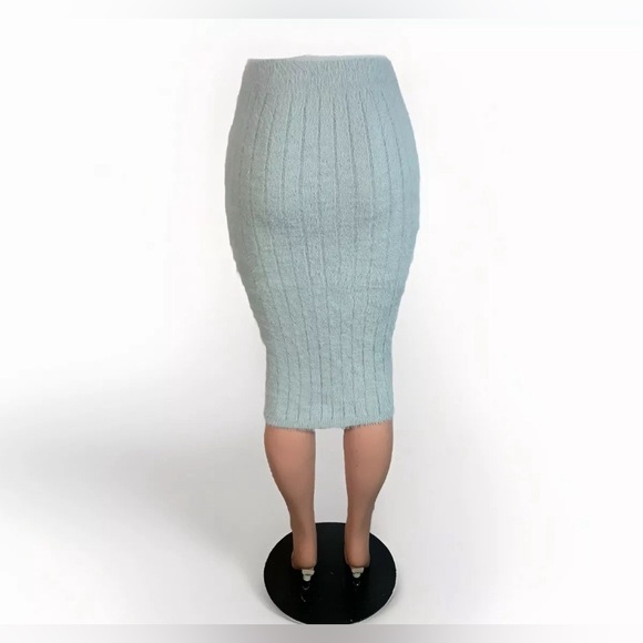 Meshki Skirt Womens M Jasmine Pistachio Striped Knit Stretchy Fluffy Pencil Midi - Picture 5 of 10